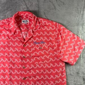 Uzzi Amphibious Gear Puerto Rico Camp Shirt Coral Wave Button Down Men's L